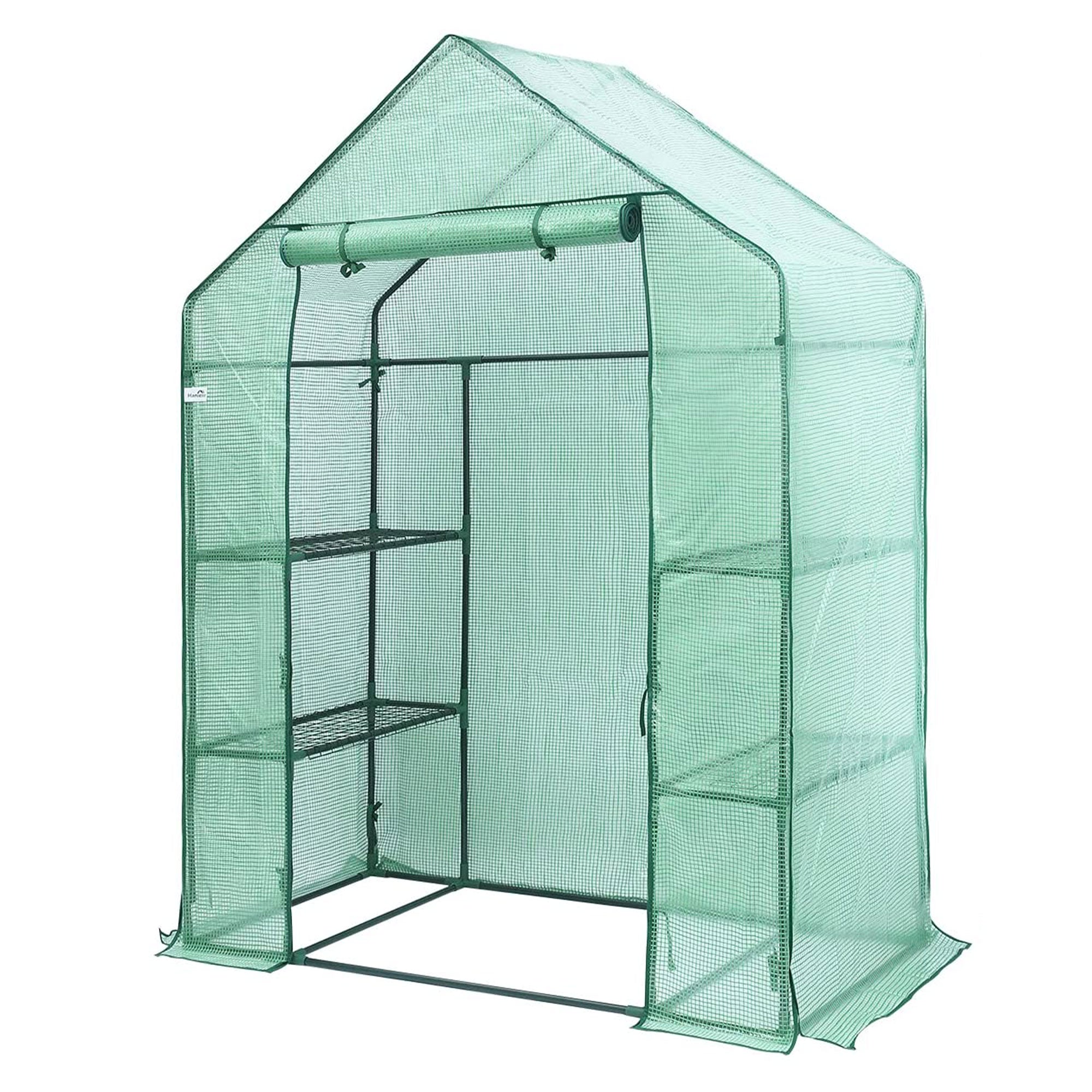 Hanience Walk-in Outdoor/Indoor Covered Plant Greenhouse w/ 4 Shelves (Open Box) - VMInnovations