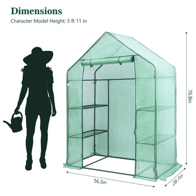 Hanience Walk-in Outdoor/Indoor Covered Plant Greenhouse w/ 4 Shelves (Open Box) - VMInnovations