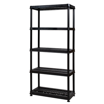 Greenmade Plastic 5 Tier Utility Rack and Shelving for Garages or Sheds, Black