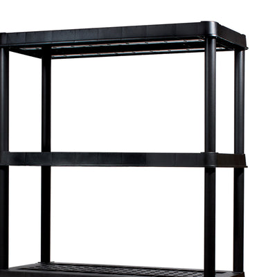 Greenmade Plastic 5 Tier Utility Rack and Shelving for Garages or Sheds, Black