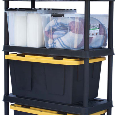 Greenmade Plastic 5 Tier Utility Rack and Shelving for Garages or Sheds, Black