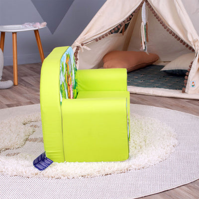 Delsit Toddler Couch 2 in 1 Flip Open Kid Sized Foam Sofa Lounger, Zoo Pals - VMInnovations