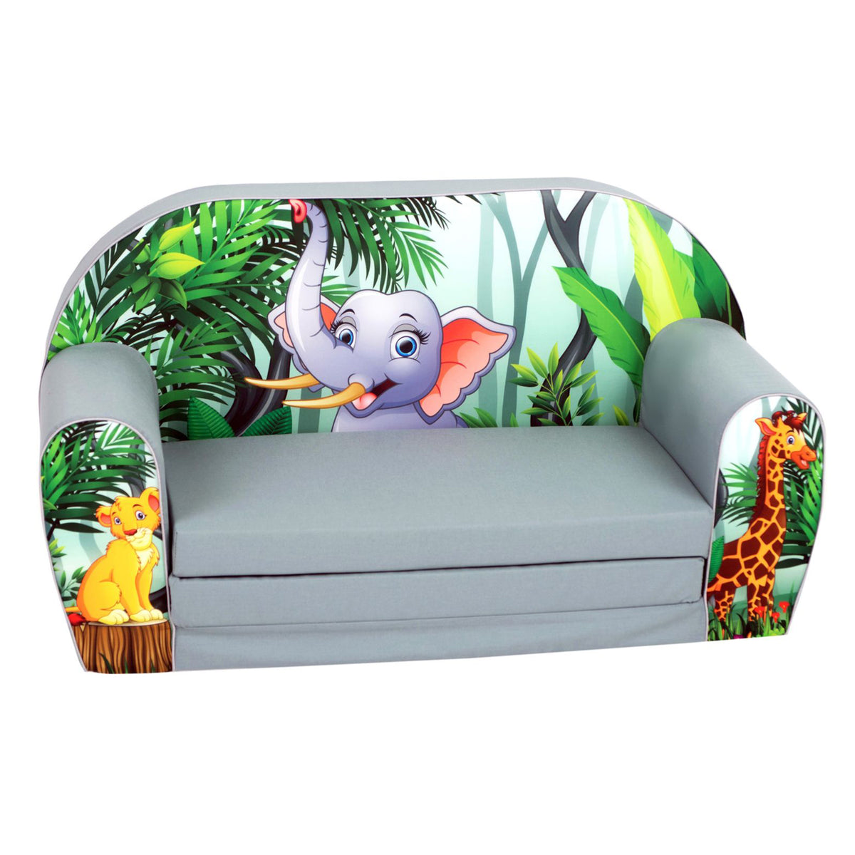 Delsit Toddler Couch 2 in 1 Flip Open Kid Sized Foam Sofa Lounger, Elephant - VMInnovations