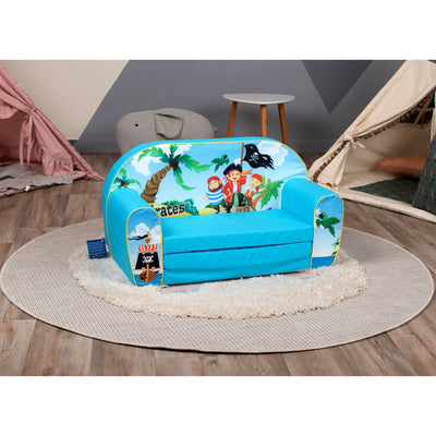 Delsit Toddler Couch 2 in 1 Flip Open Kid Sized Foam Sofa Lounger, Pirate Island