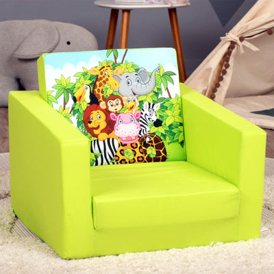 Delsit Toddler 2 in 1 Flip Open Kid Sized Foam Lounge Reading Chair, Zoo Pals