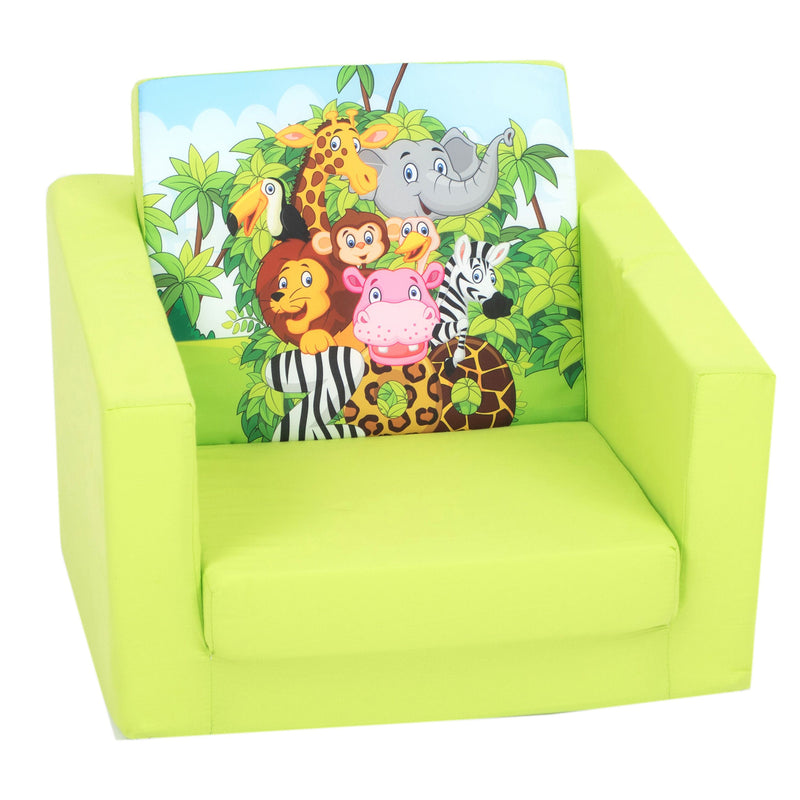 Delsit Toddler 2 in 1 Flip Open Kid Sized Foam Lounge Reading Chair, Zoo Pals