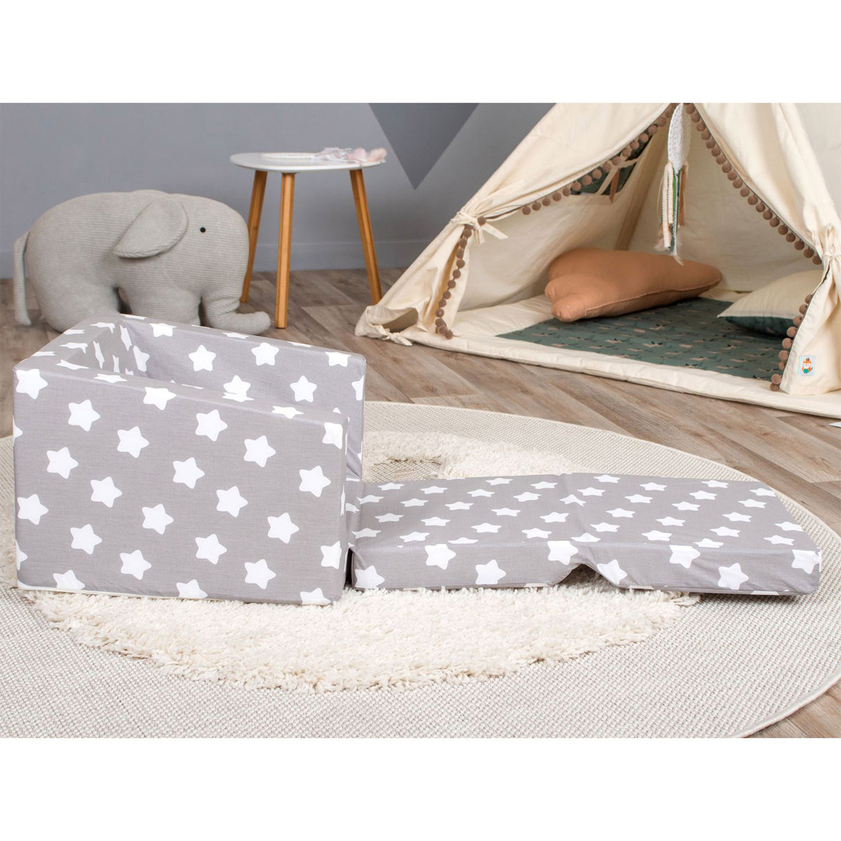 Delsit Toddler 2 in 1 Flip Open Kid Sized Foam Lounge Chair, Stars (Open Box)