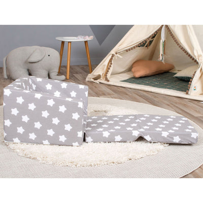 Delsit Toddler 2 in 1 Flip Open Kid Sized Lounge Chair, Grey & White Stars(Used)
