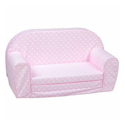 Delsit Toddler Couch 2 in 1 Flip Open Kid Size Foam Sofa Lounger, Pink Polka Dot - VMInnovations