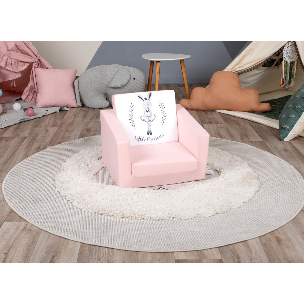 Delsit Toddler 2 in 1 Flip Open Kid Size Foam Lounge Chair, Ballerina Bunny - VMInnovations
