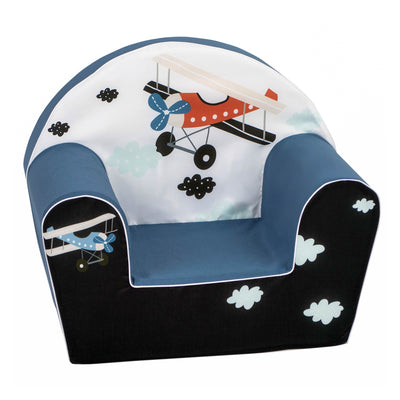 Delsit Toddler Lightweight Kid Sized Foam Lounge Reading Chair, Midnight Plane - VMInnovations