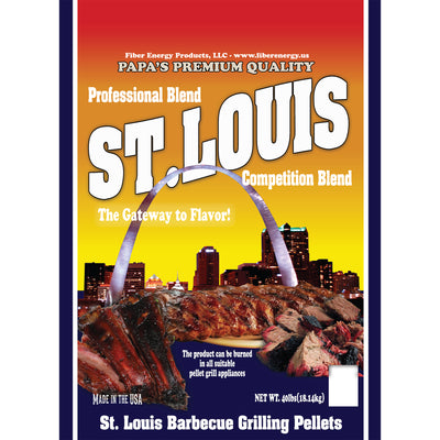 Papa's Premium Quality Hardwood Grilling Pellets, Saint Louis Blend, 40 Pounds