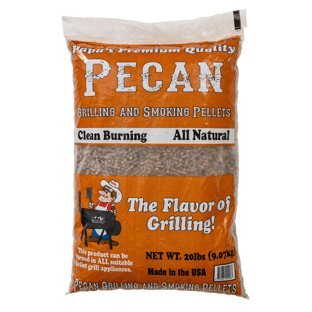 Papa's Premium Hardwood Blend Grill and Smoker Wood Pellets, Pecan, 20 Pounds