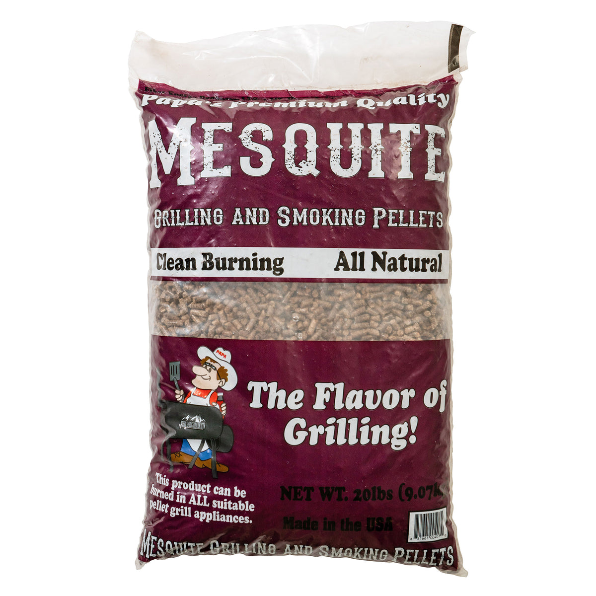Papa's Premium Hardwood Blend Grill and Smoker Wood Pellets, Mesquite, 20 Pounds