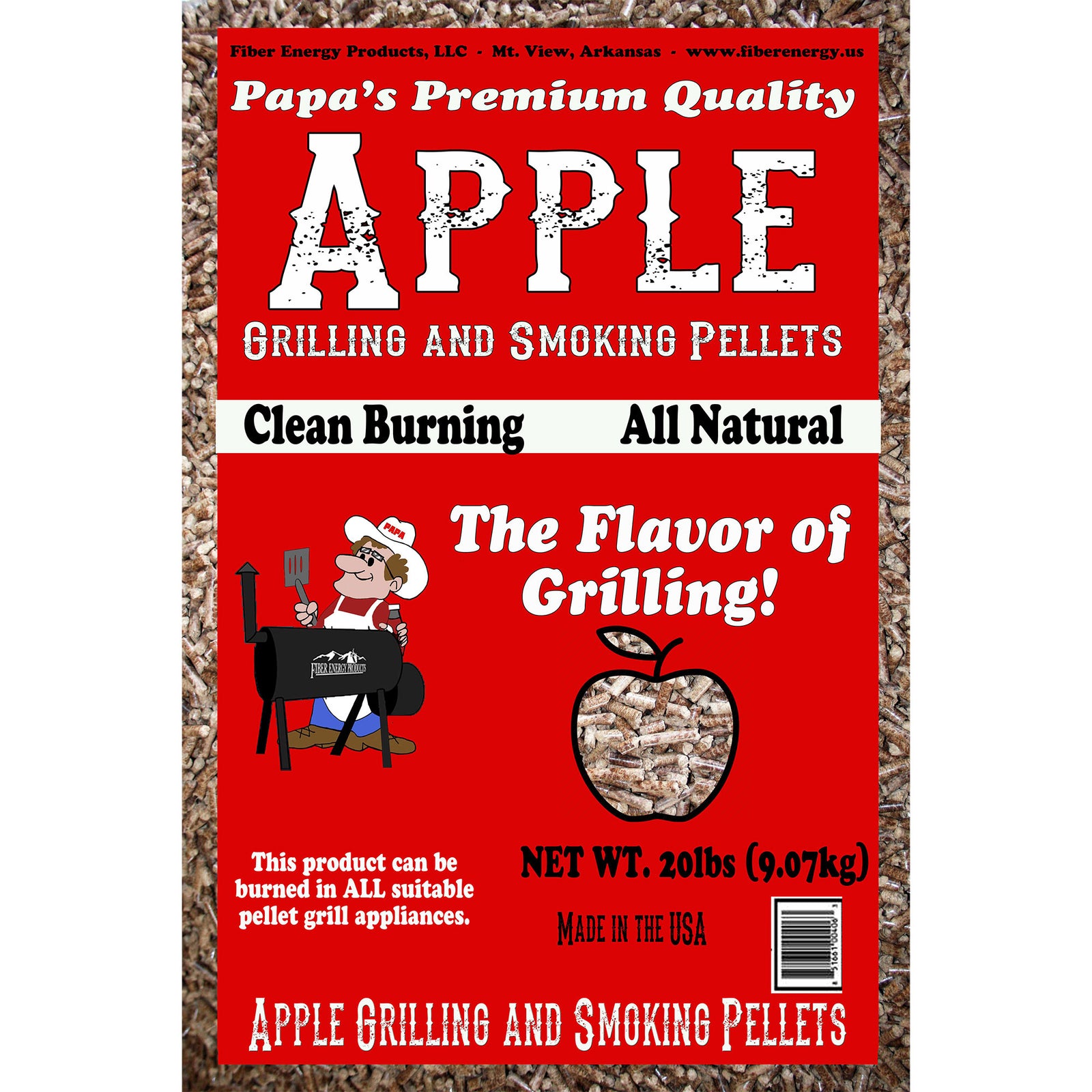 Papa's Premium Apple Wood Grilling Smoking Pellets with Low Ash Red & White Oak - VMInnovations