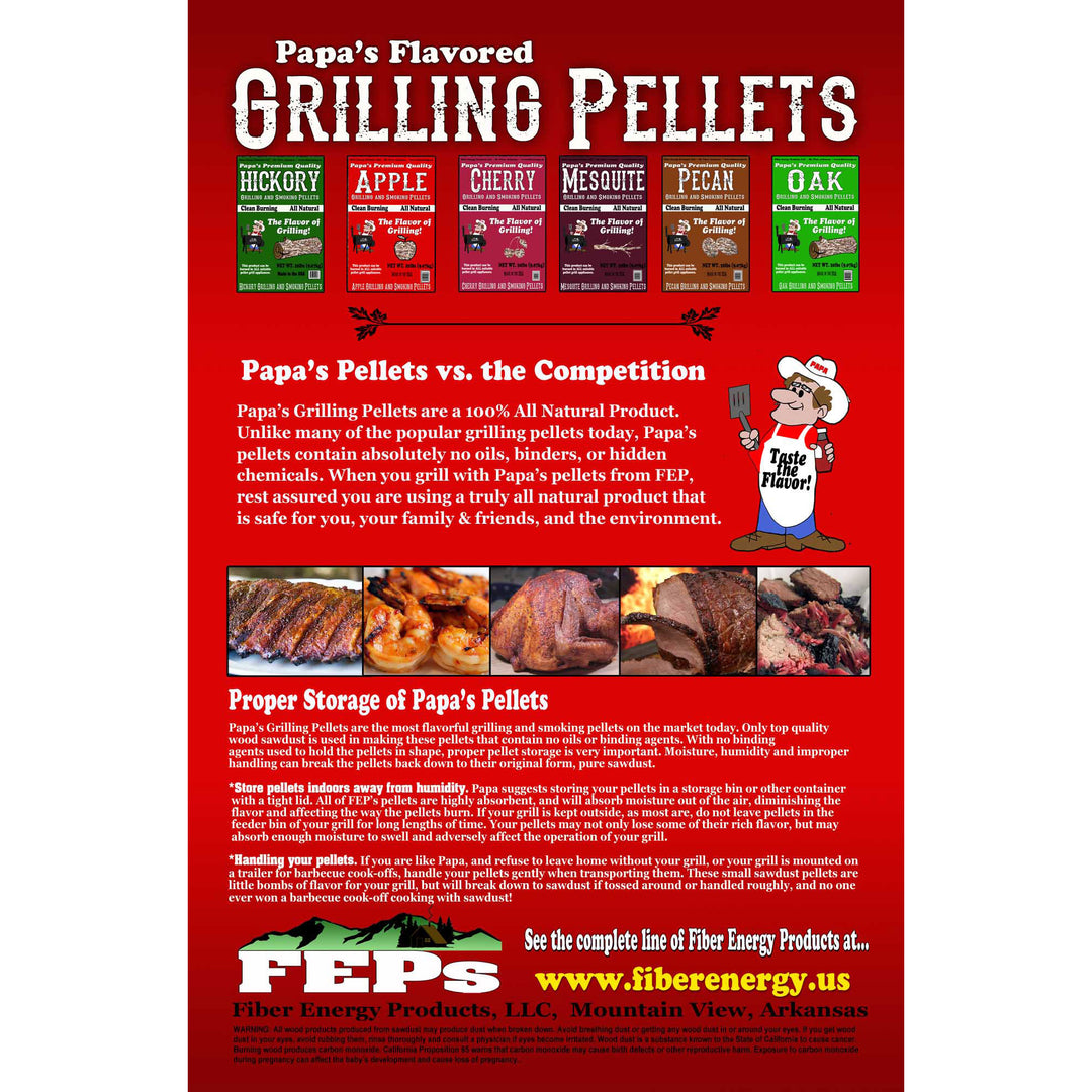 Papa's Premium Apple Wood Grilling Smoking Pellets with Low Ash Red & White Oak