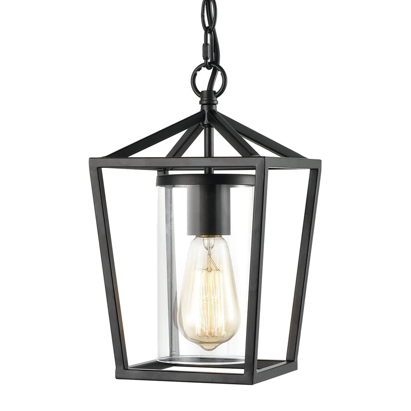 JEENKAE Modern Hanging Lantern Lamp with Chain for Kitchens, Black (Used)