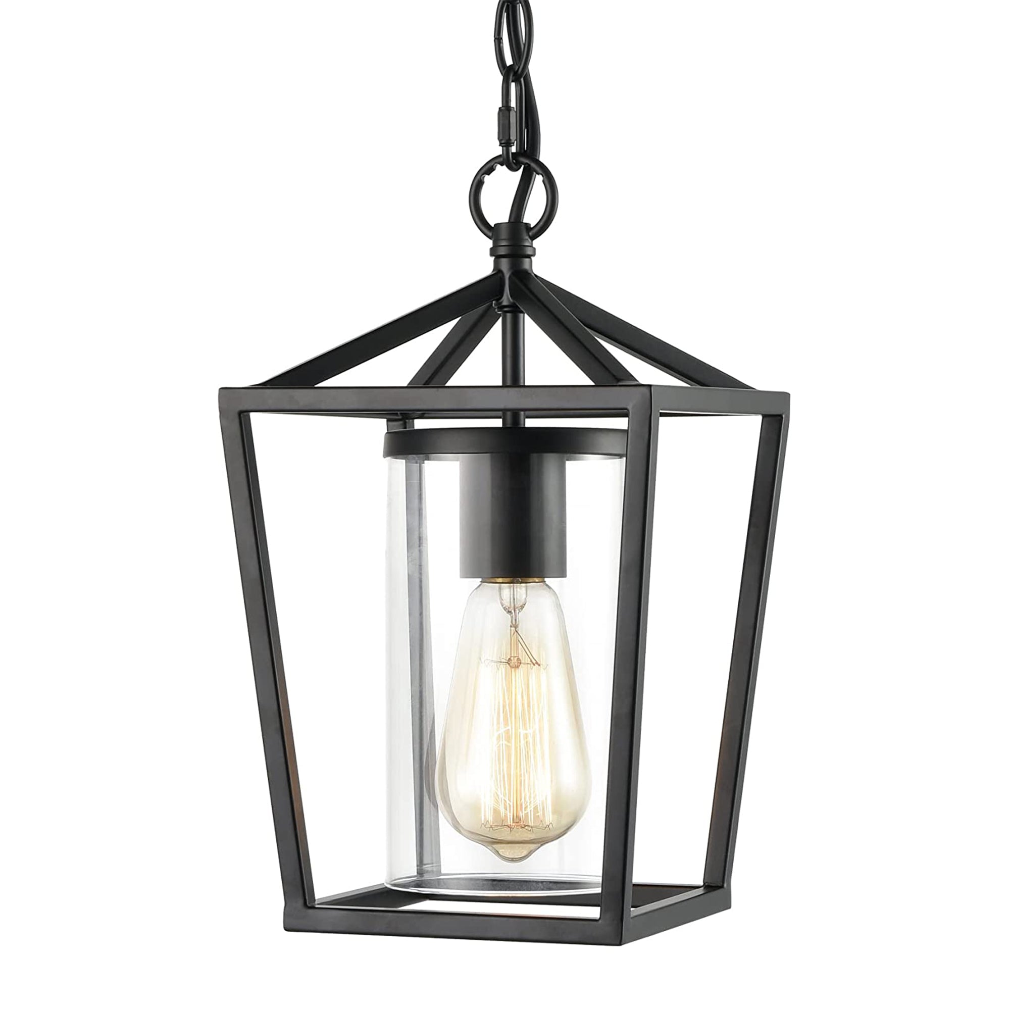 JEENKAE Modern Farmhouse Hanging Kitchen Lantern Lamp with Chain, Black (2 Pack) - VMInnovations