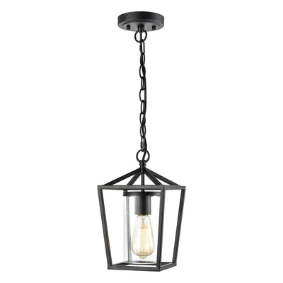 JEENKAE Modern Farmhouse Hanging Lantern Lamp with Chain for Kitchens, Black - VMInnovations
