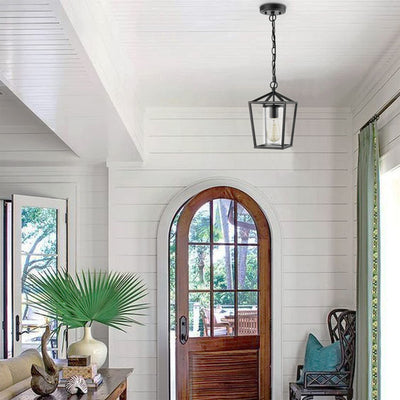 JEENKAE Modern Farmhouse Hanging Kitchen Lantern Lamp with Chain, Black (3 Pack) - VMInnovations