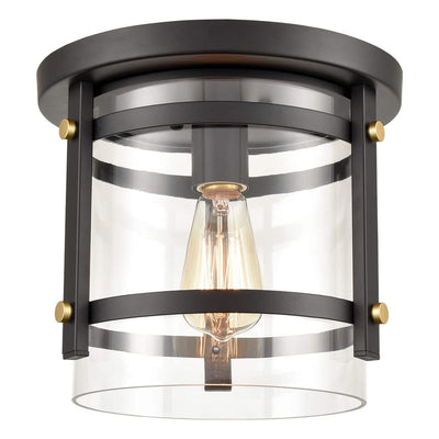 HYDELITE Industrial Modern Flush Mount LED Ceiling Light Fixture w/ Glass, Black