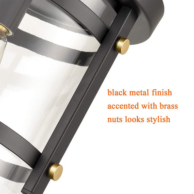 HYDELITE Industrial Flush Mount LED Ceiling Light Fixture w/ Glass, Black (2 Pk)