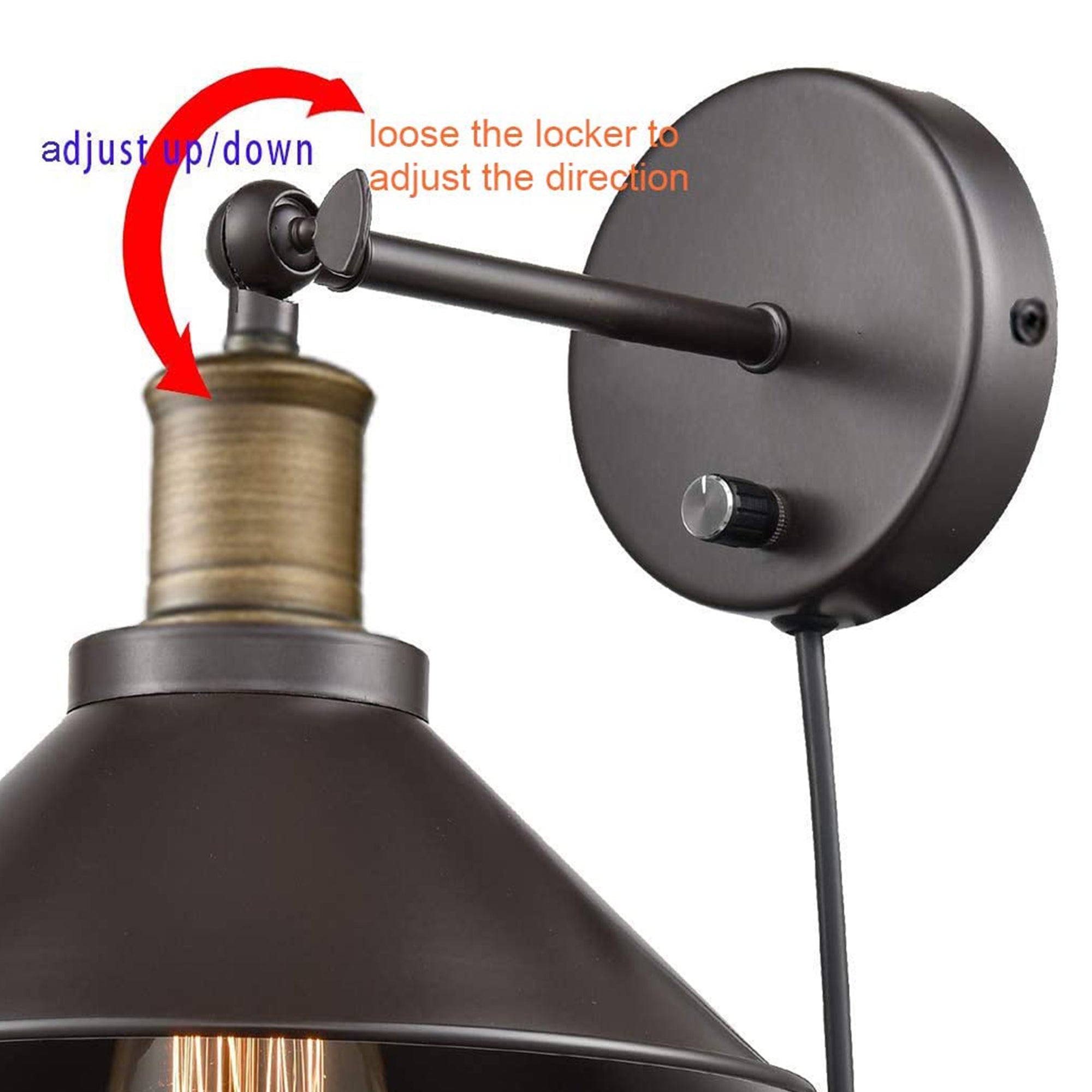 CLAXY Indoor 2 in 1 Industrial Light with Adjustable Wall Sconce, 2-Pack, Bronze