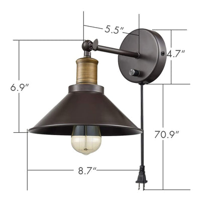 CLAXY Indoor 2 in 1 Industrial Light with Adjustable Wall Sconce, 2-Pack, Bronze