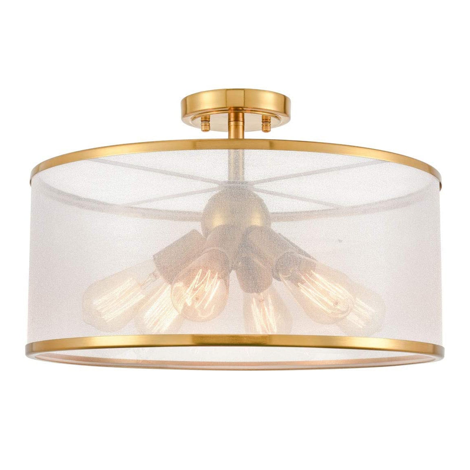 HYDELITE Modern Drum Organza Semi Flush Mount Ceiling Light Chandelier(Open Box) - VMInnovations