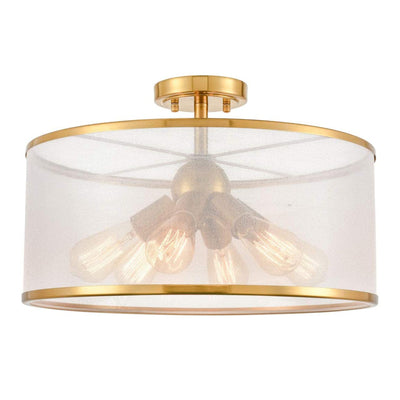 HYDELITE Modern Drum Organza Semi Flush Mount Ceiling Light Chandelier(Open Box)