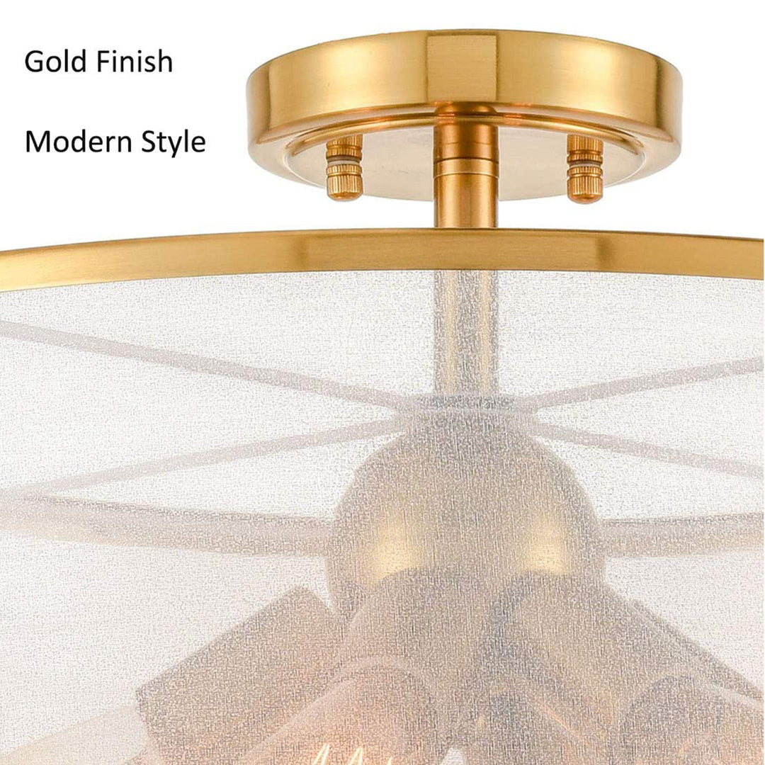 HYDELITE Modern Drum Organza Semi Flush Mount Ceiling Light Chandelier(Open Box)