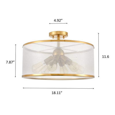 HYDELITE Modern Drum Organza Semi Flush Mount Ceiling Light Chandelier(Open Box) - VMInnovations