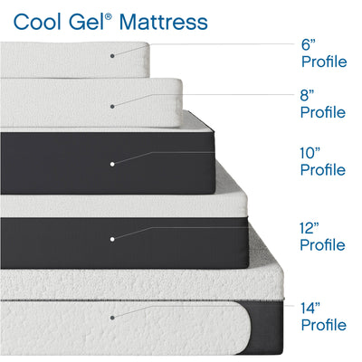 Classic Brands 10 Inch Tall Cool Gel Memory Foam Medium Firm Mattress, Queen