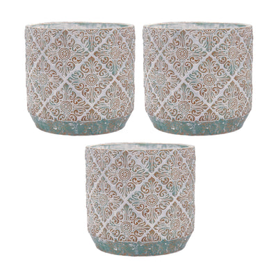 Inspirella 7.1 Inch Ceramic Round Colorful Plant Pots w/ Drainage Holes (3 Pack) - VMInnovations