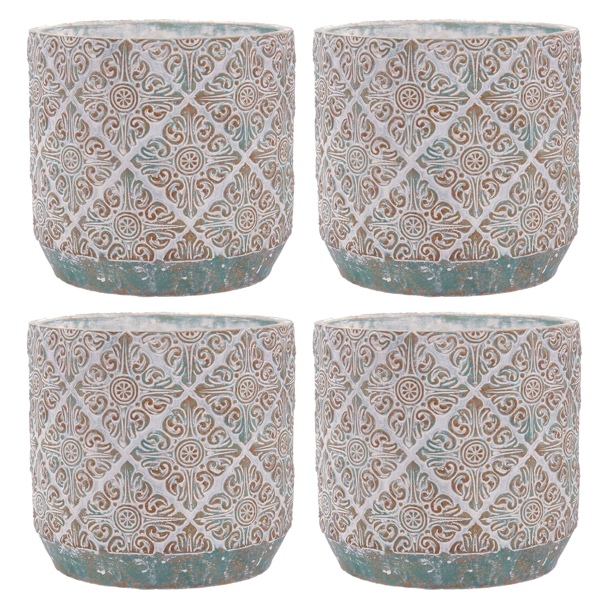 Inspirella 7.1 Inch Ceramic Round Colorful Plant Pots w/ Drainage Holes (4 Pack) - VMInnovations