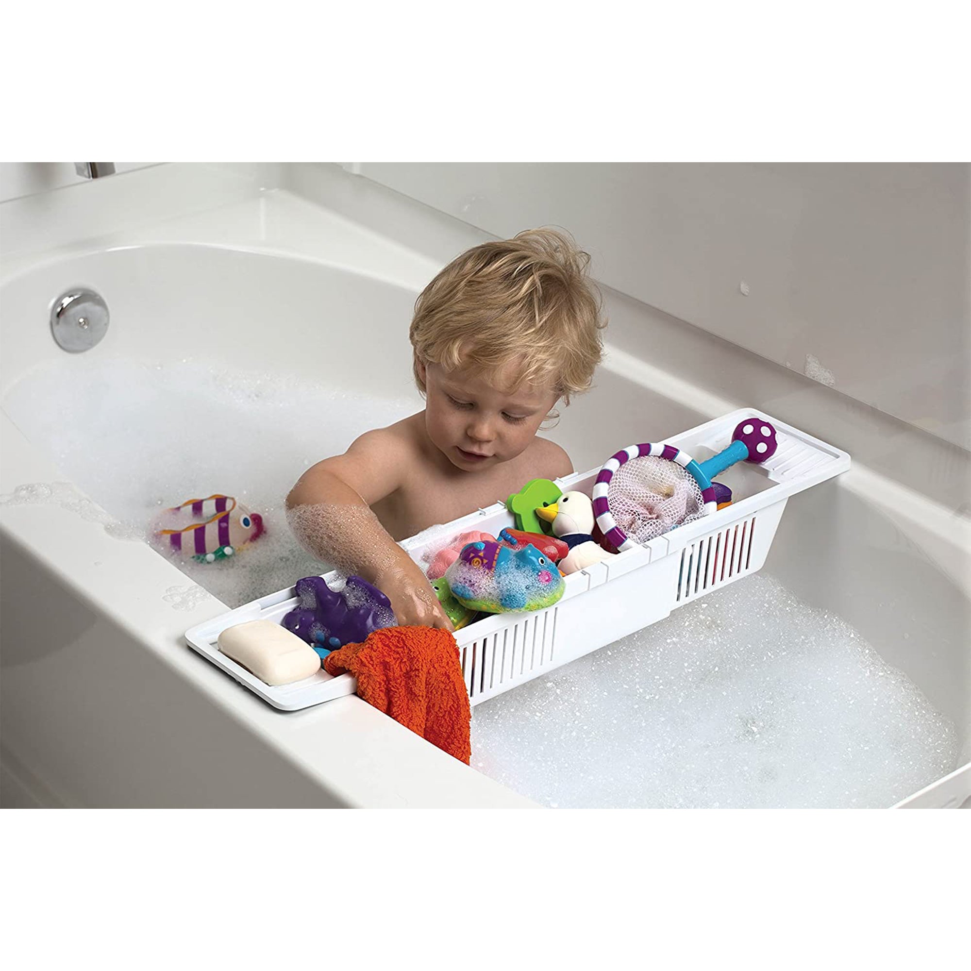KidCo S372 Plastic Bath Tub Storage Basket and Toy Organizer for Babies, White