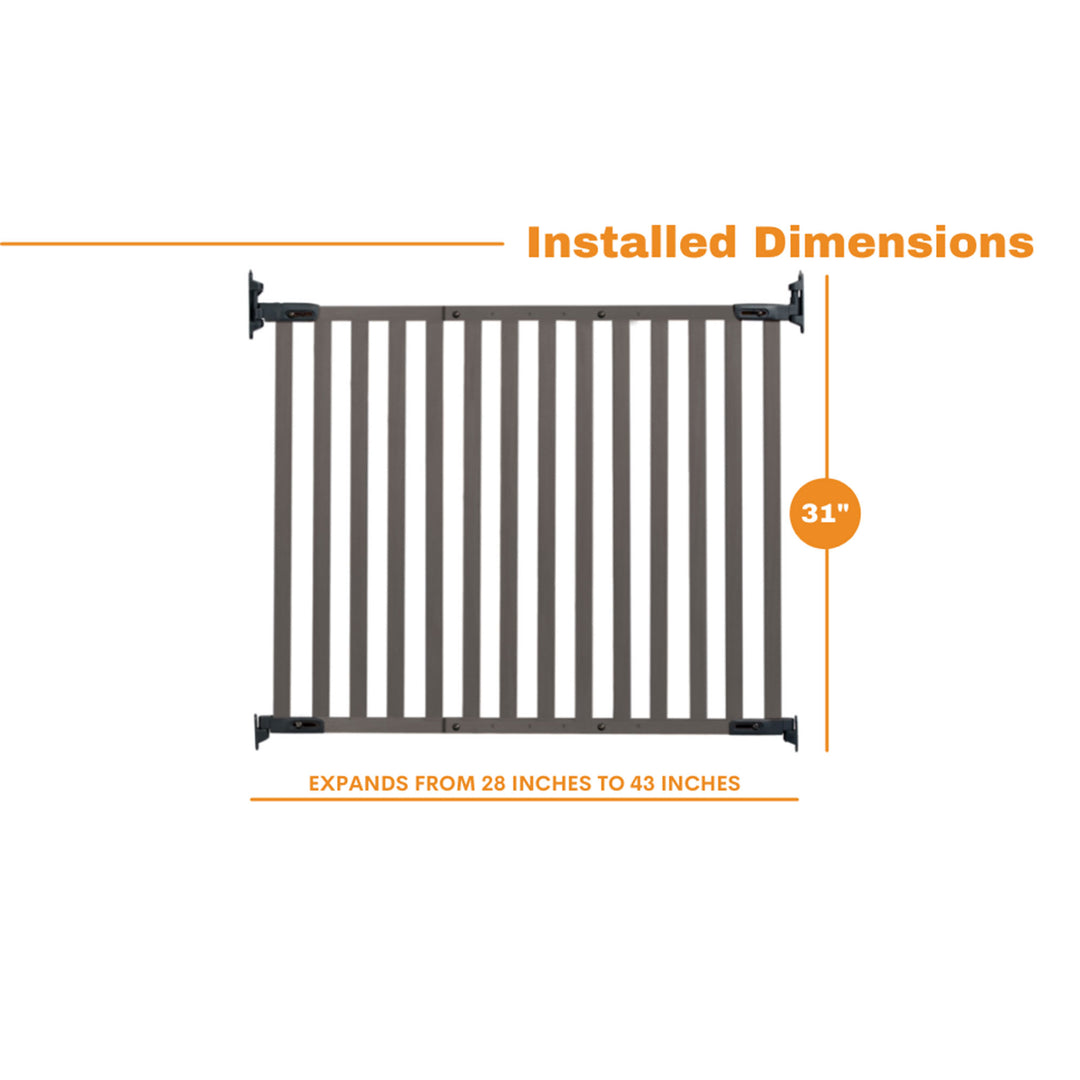 KidCo G2001 Safeway Top of Stairs Quick Release Baby Gate, 42.5 x 30.5 In, Black