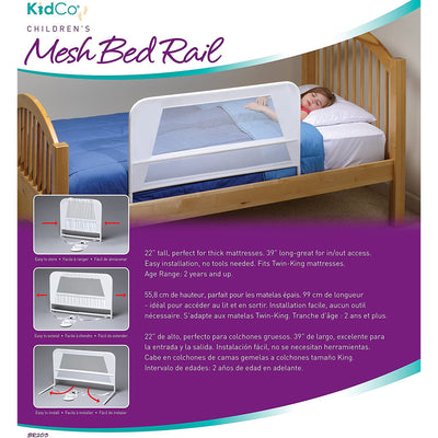 KidCo Toddler Mesh Bed Rail Telescopic Guards for Twin-King Mattress (Open Box)
