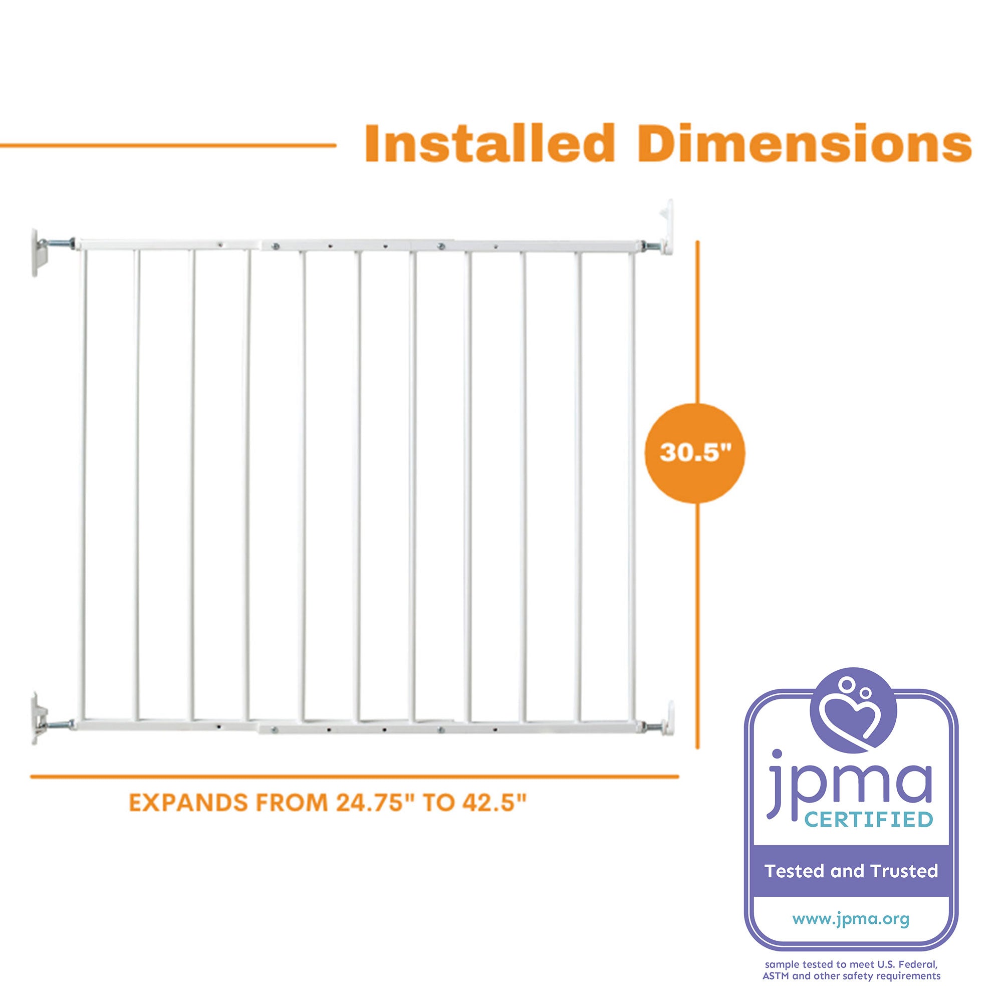 Safeway Top of Stairs Quick Release Baby Gate, 42.5x30.5 In,  (Open Box) - VMInnovations