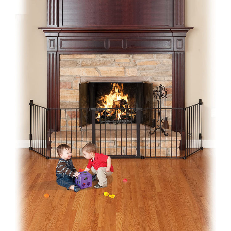 KidCo Custom Fit Auto Closing HearthGate Baby or Fireplace Gate Enclosure, Black