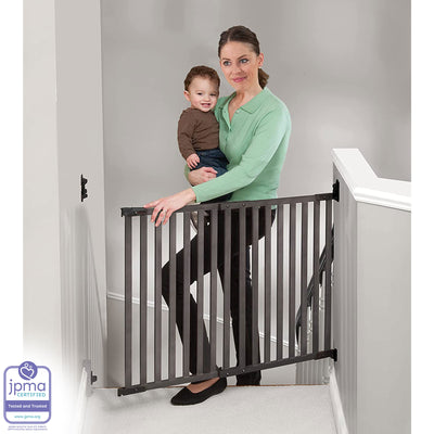 KidCo Angle Mount Stair Top Quick Release Bamboo Baby Pet Gate, Gray (For Parts)