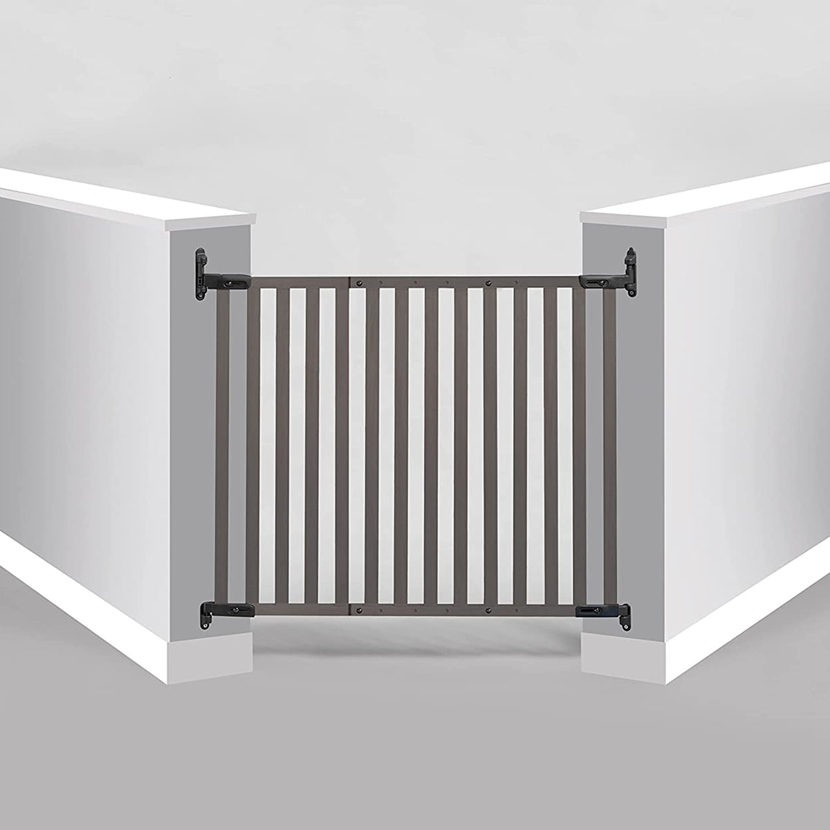 KidCo Angle Mount Safeway Stair Top Quick Release Bamboo Baby Pet Gate, Gray