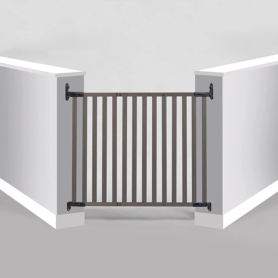 Angle Mount Safeway Stair Top Quick Release Bamboo Baby Pet Gate, Gray (Used) - VMInnovations