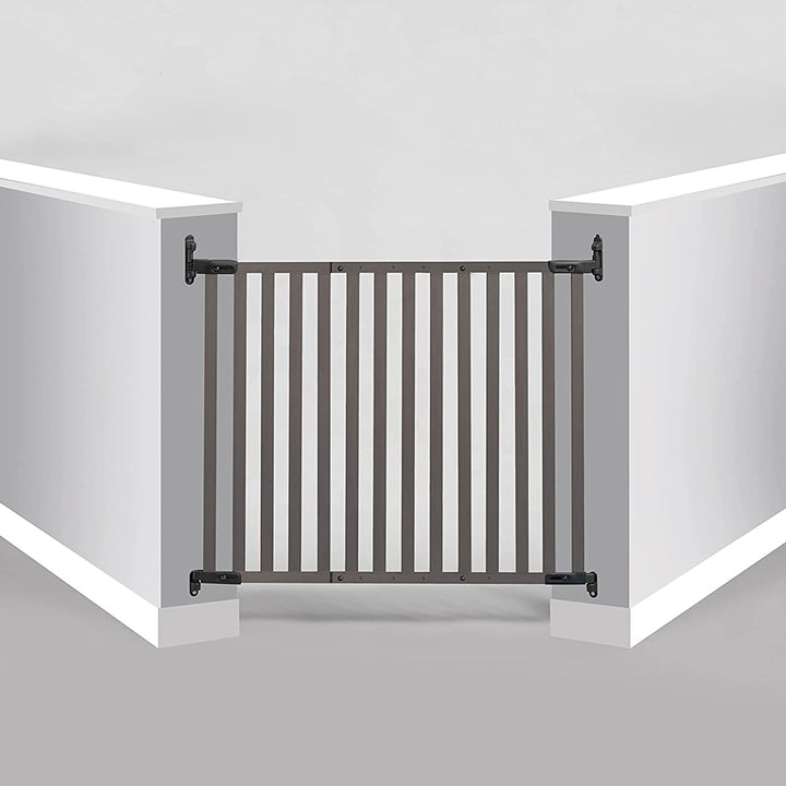 Angle Mount Safeway Stair Top Quick Release Bamboo Baby Pet Gate, Gray (Used) - VMInnovations