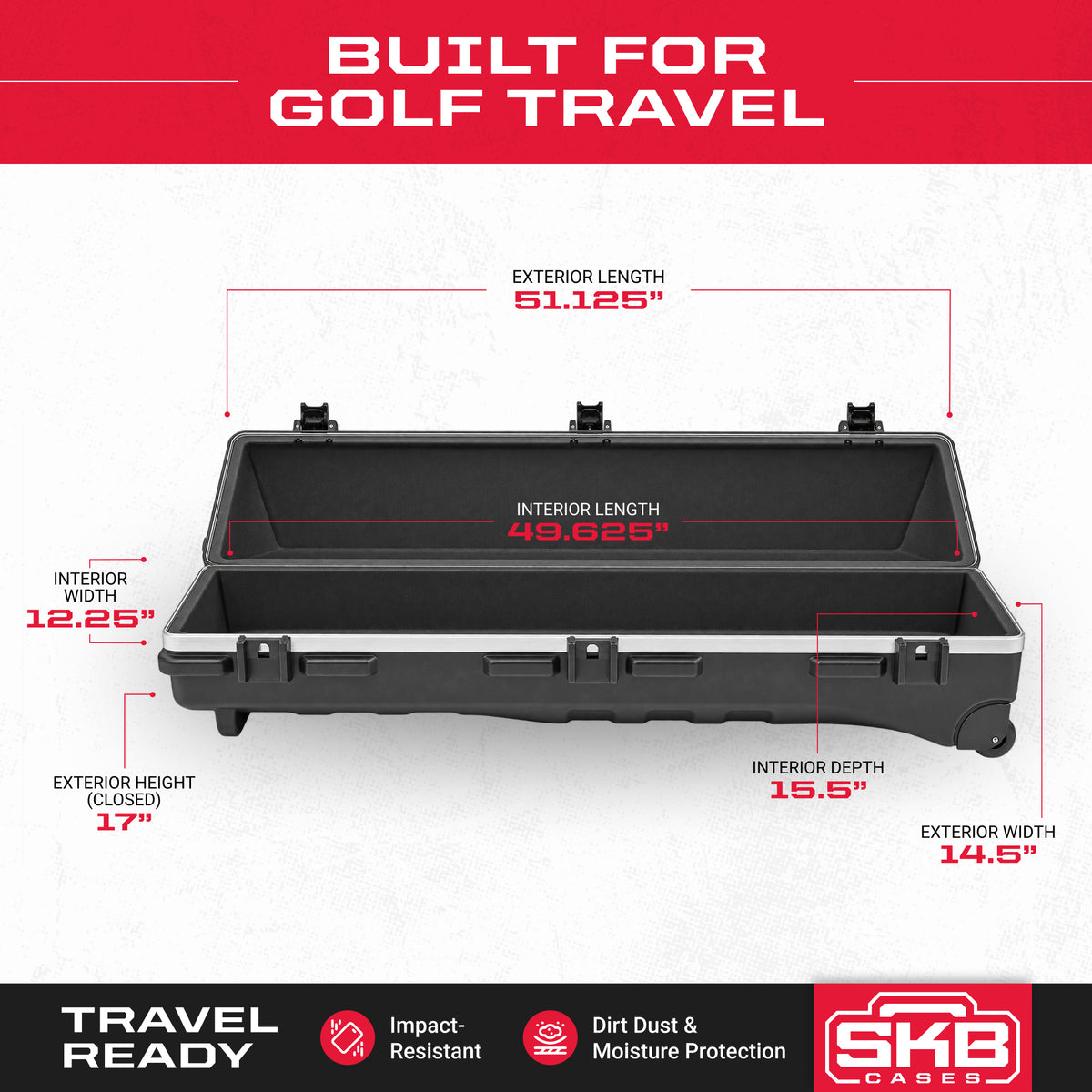 SKB Cases ATA Staff Pro XL Hard Plastic Storage Wheeled Cart Golf Travel Case