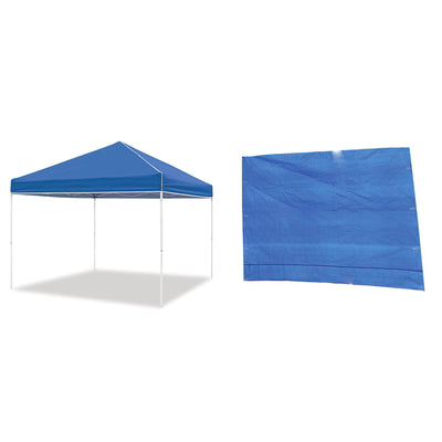 Z-Shade 10x10 Foot Everest Pop Up Shade Canopy Tent w/ Taffeta Attachment, Blue