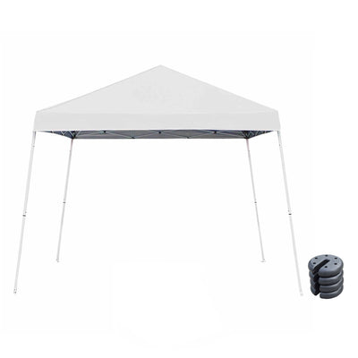 Z-Shade 10 x 10 Ft Push Button Instant Canopy, White & 5 Pound Weights, Set of 4