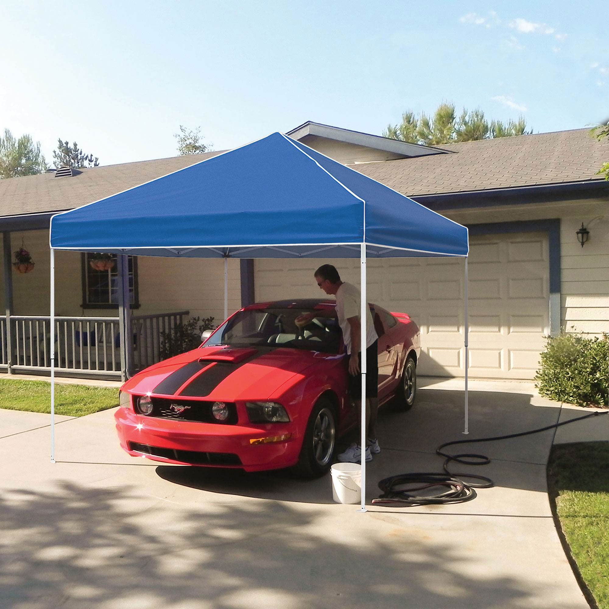Z-Shade 10 x 10 Ft Everest Instant Canopy, Blue & 5 Pound Weights, Set of 4