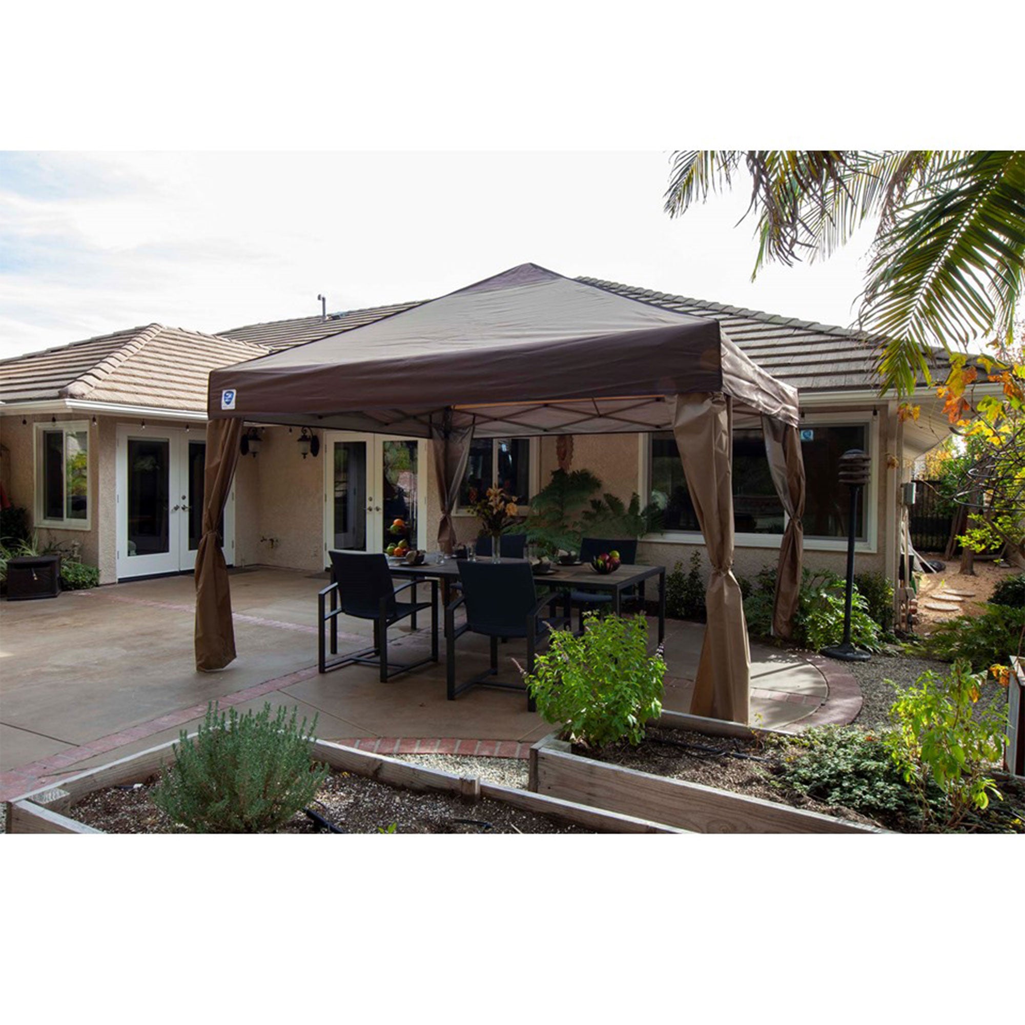 Z-Shade 10 x 10 Ft Portable Canopy w/ Skirts, Tan & 5 Lb Leg Weights, Set of 4