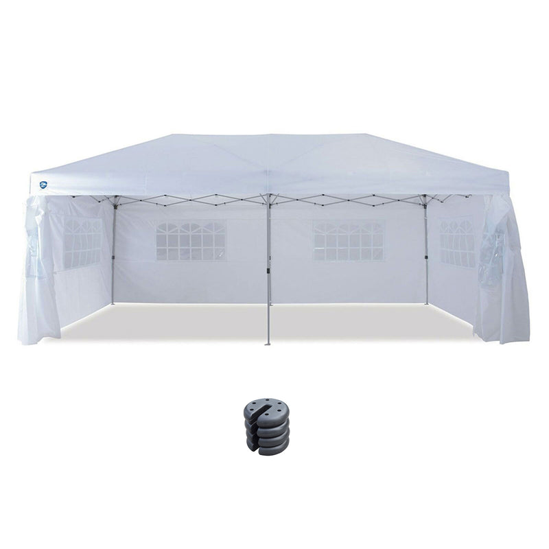 Z-Shade 20 by 10 Foot Instant Canopy Tent, White & 5 Pound Leg Weights, Set of 4